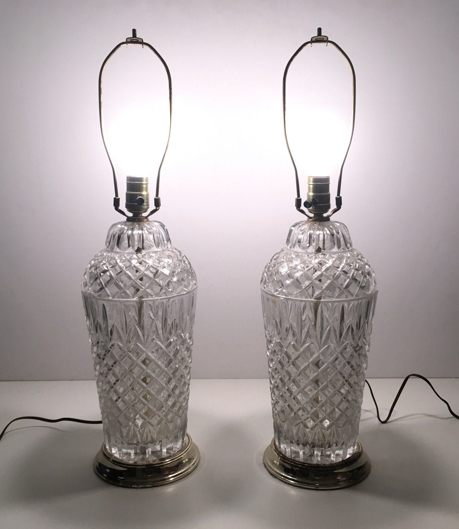 Vintage Table Lamp in 24 Lead Crystal with Pineapple Design Etsy