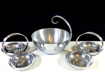 Vintage 1940s Chase Chrome Bowl: Ice Bowl or Nut & Mint Bowl with Handle, Art Deco Kitchen Decor, Retro Tabletop Serveware