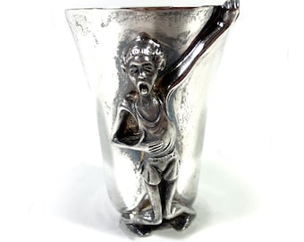 Vintage "Jocks on the Rocks" Shot Glass - 1980s Reed & Barton Silver Jigger