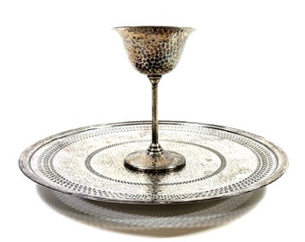Vintage 1930s Cordial Goblet by Sheffield Silver, Silver Toasting Goblet or Serving Tray, Antique Bar Decor -- 9 in STOCK!