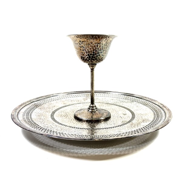 Vintage 1930s Cordial Goblet by Sheffield Silver, Silver Toasting Goblet or Serving Tray, Antique Bar Decor -- 9 in STOCK!