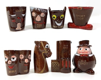 Vintage Funny Shot Glass from Japan: Kitsch Bar Decor