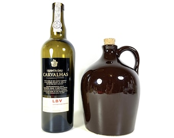 1940s Whiskey Jug with Music Box: Vintage Stoneware Bar Decor