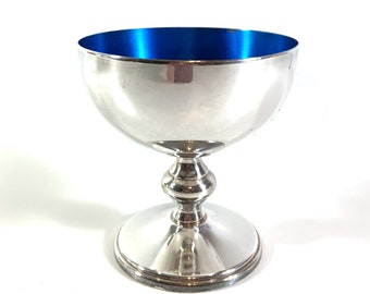 Vintage Blue Enamel Champagne Coupe - W.S. Blackinton - Retro Wedding Decor