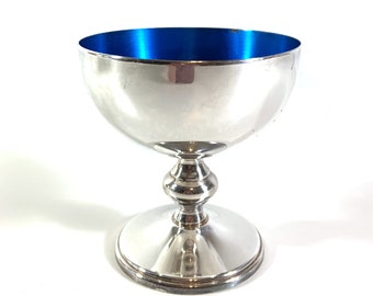 Vintage 1970s Champagne Goblet Glass with Blue Enamel Finish by W.S. Blackinton, Champagne Coupe, Retro Wedding Decor == 10 in STOCK!