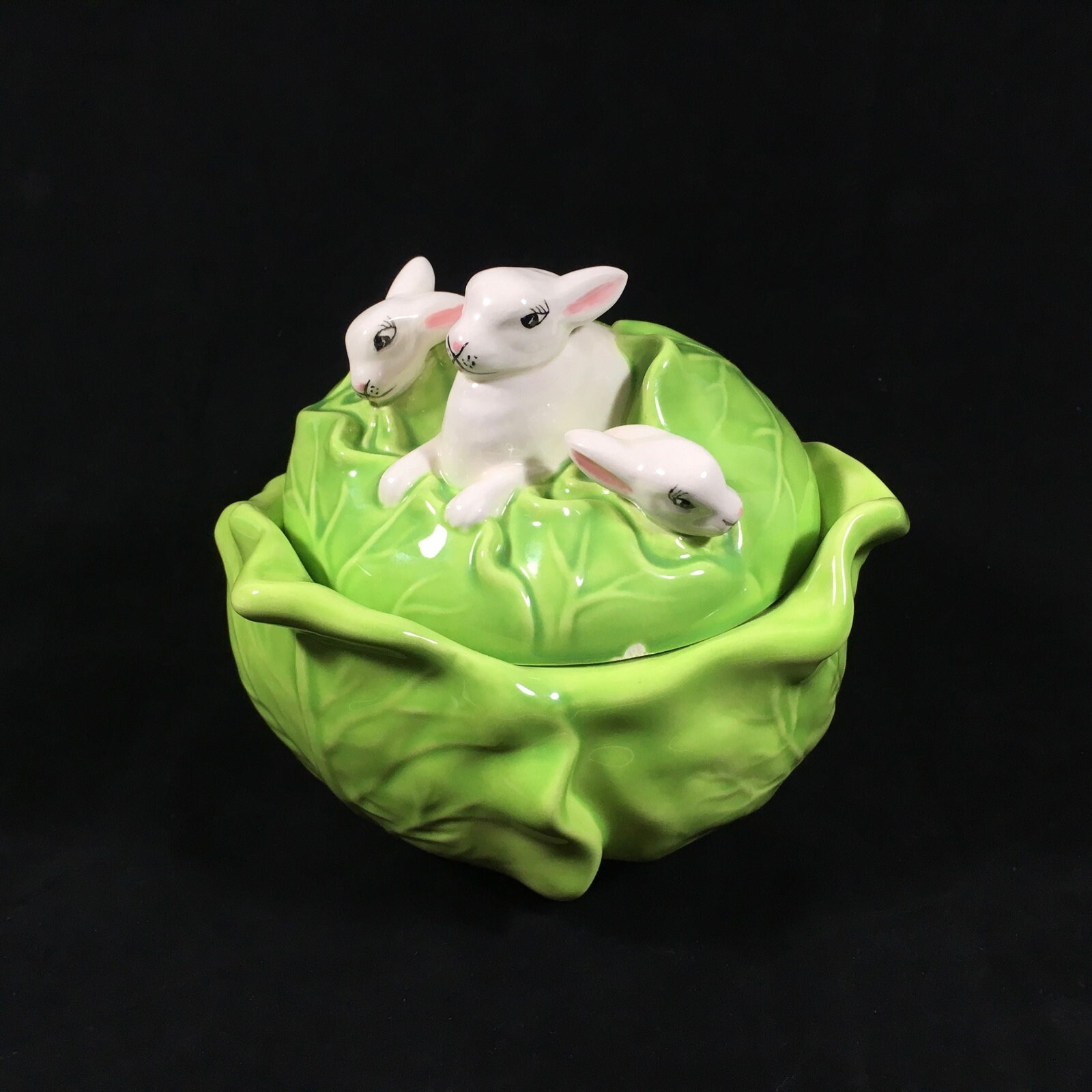 1980s Cabbage Bowl with Lid and Bunny Rabbit Design Vintage Etsy