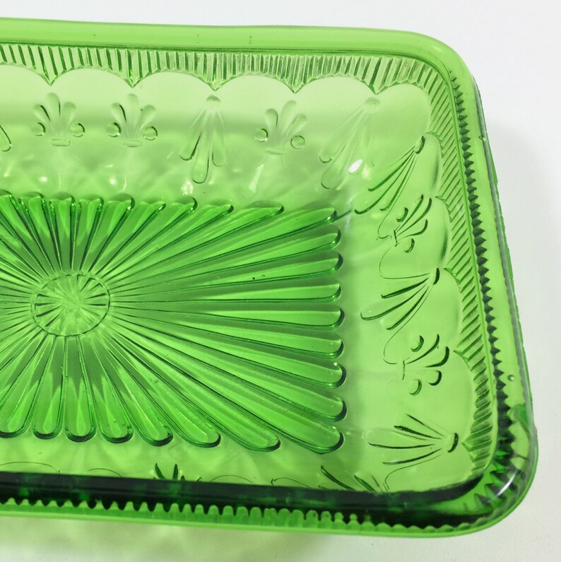Glass Serving Tray in Emerald Green with Fleur De Lis & Drape Etsy