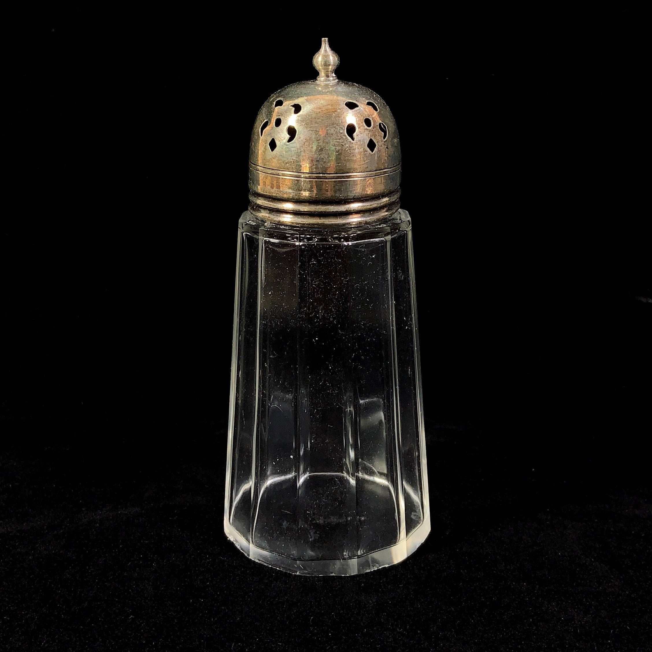 Large Sugar Shaker with Silver Lid Vintage Glass Muffineer Etsy