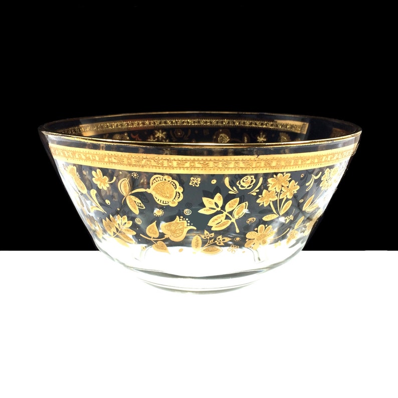 Vintage Culver Gold Punch Bowl Set with 12 Cups Ladle & Brass Etsy