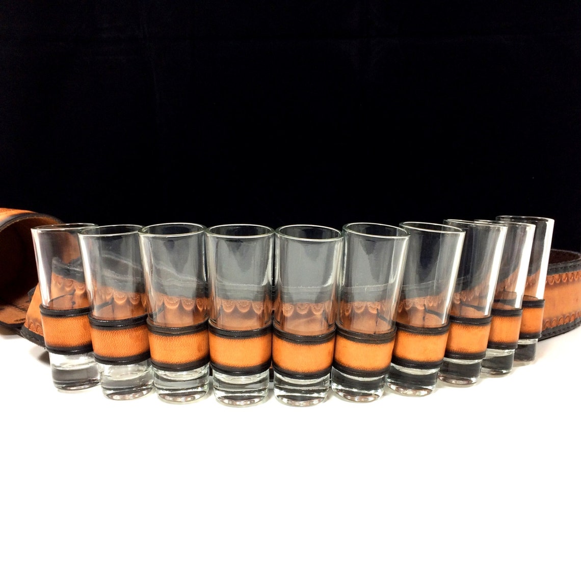 Mexican Leather Shot Glass Gunslinger's Bandolier Belt Etsy