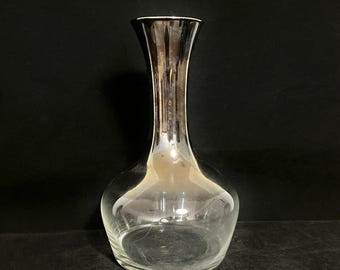 1970s Cocktail Pitcher, Mid Century Silver Fade, Vintage Bar Decor