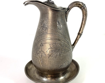 Antique Syrup Jug  by Reed and Barton, Vintage Kitchen Decor Display Prop from 1800s