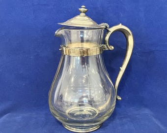 Vintage Uranium Glass Pitcher: Art Deco Silver Solder Carafe by R Wallace