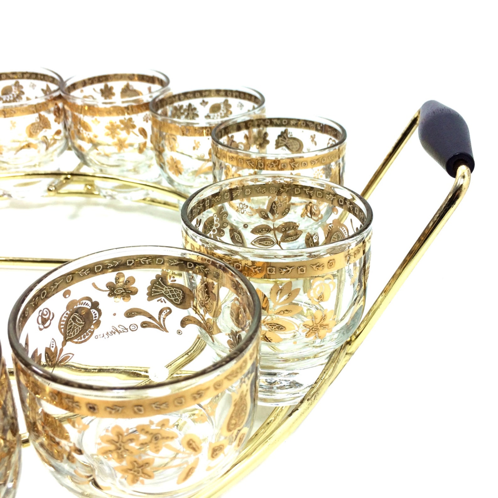 Vintage Culver Gold Punch Bowl Set with 12 Cups Ladle & Brass Etsy