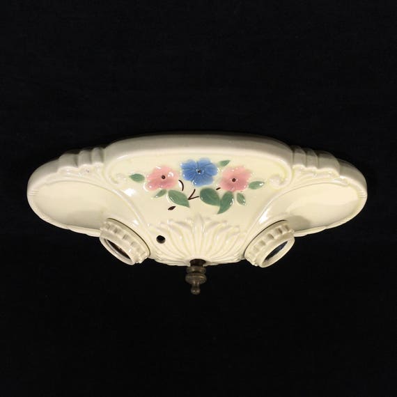 Ceiling Light Fixture In White Porcelain With Flower Accents Image 0
