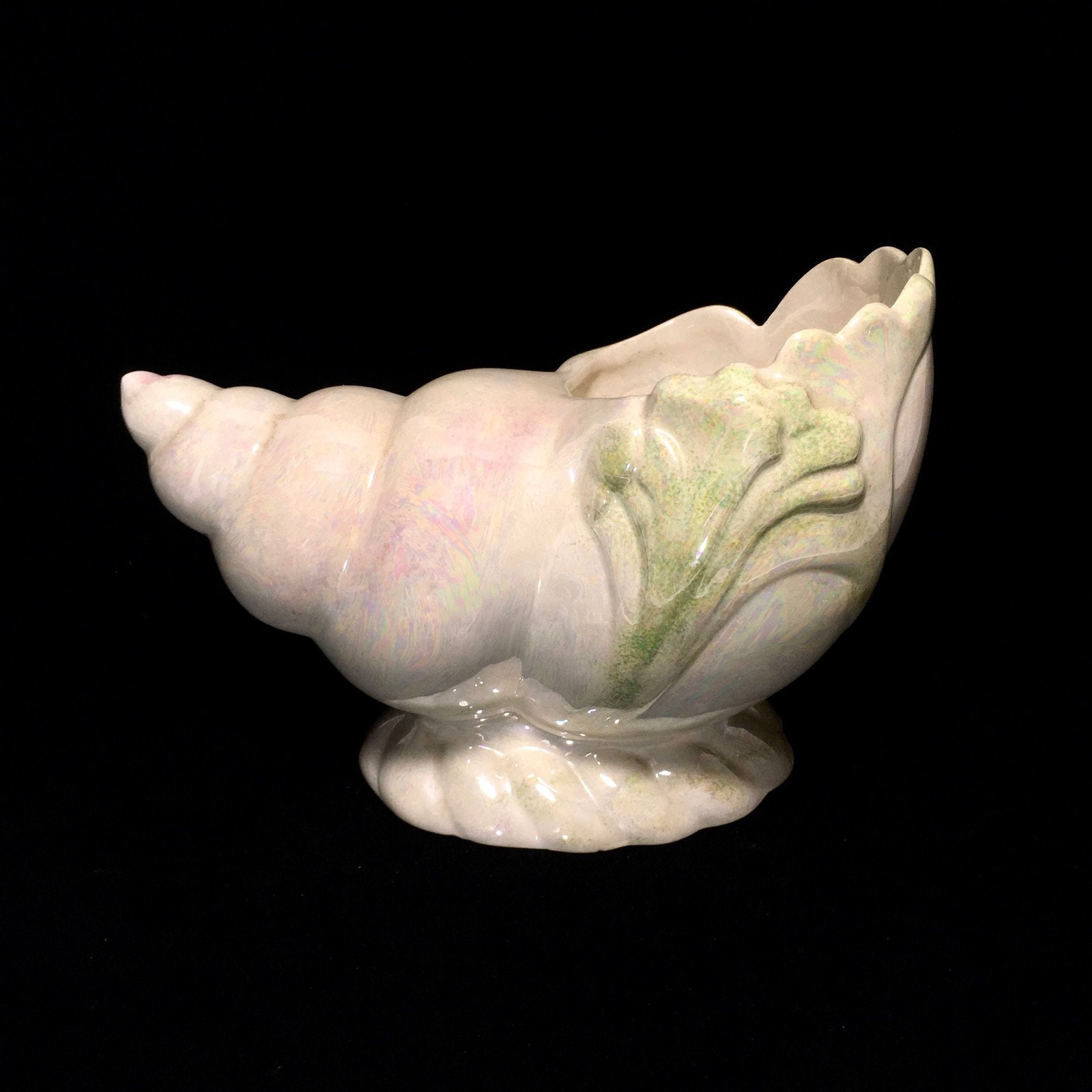 Ceramic Shell Planter with Luster Finish Vintage Conch Shell Etsy