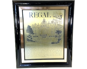 Vintage Regal Theater Framed Brass Etching: Chicago Landmark, Signed Art