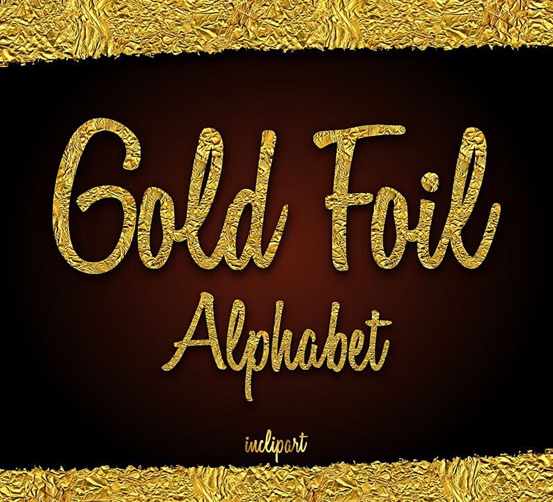 Gold Foil Alphabet Clipart. Crumpled gold foil letters Etsy