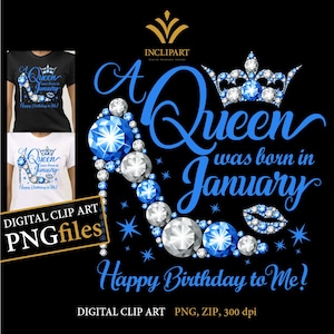 En enero nació una reina, clipart digital en formato PNG. Clip art de fiesta de cumpleaños. Fiesta de damas, tacones altos, corona. Descarga instantánea.