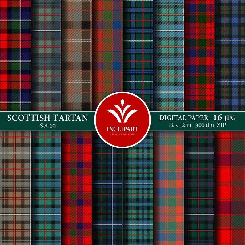 Tartan Digital Paper Clipart. Scottish Plaid Tartan Clipart. | Etsy