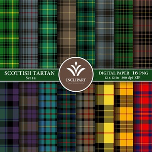 Green, Brown Tartan Digital Paper Clipart PNG Files. Seamless ...