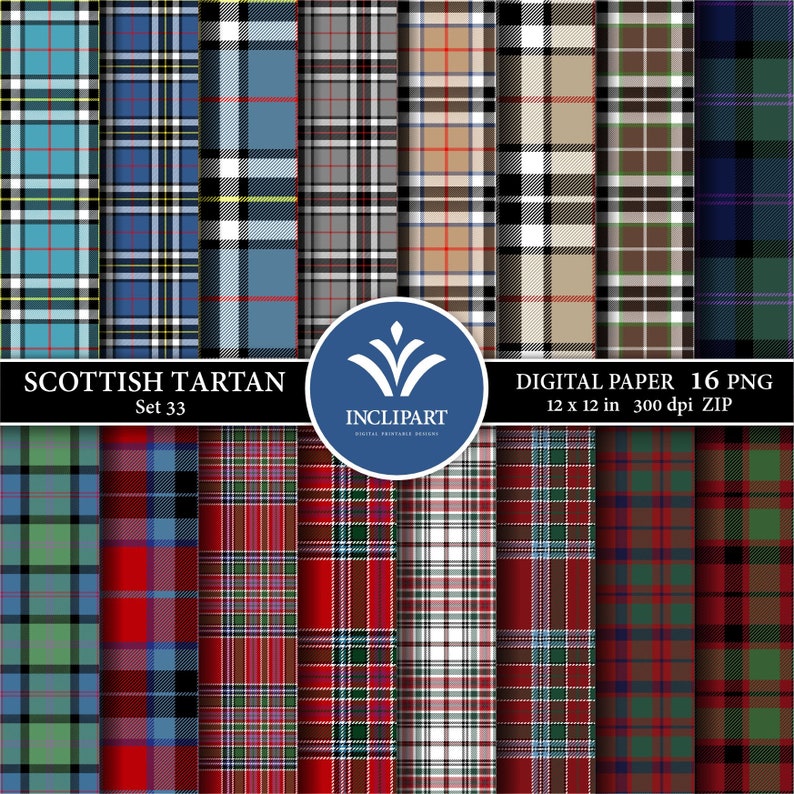 Tartan Digital Paper Clipart PNG File Format. Scottish Plaid, Thompson ...