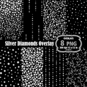 Diamond overlay clipart. Silver diamond, rhinestone overlay clipart. Loose gems overlay. Instant digital download. PNG format. Business use.