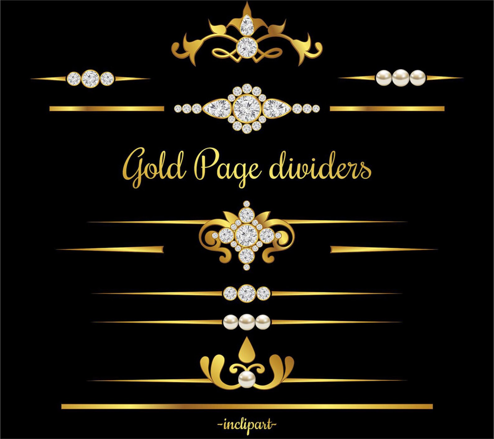 Gold Corner Page Divider Clipart. Set of 15 various | Etsy