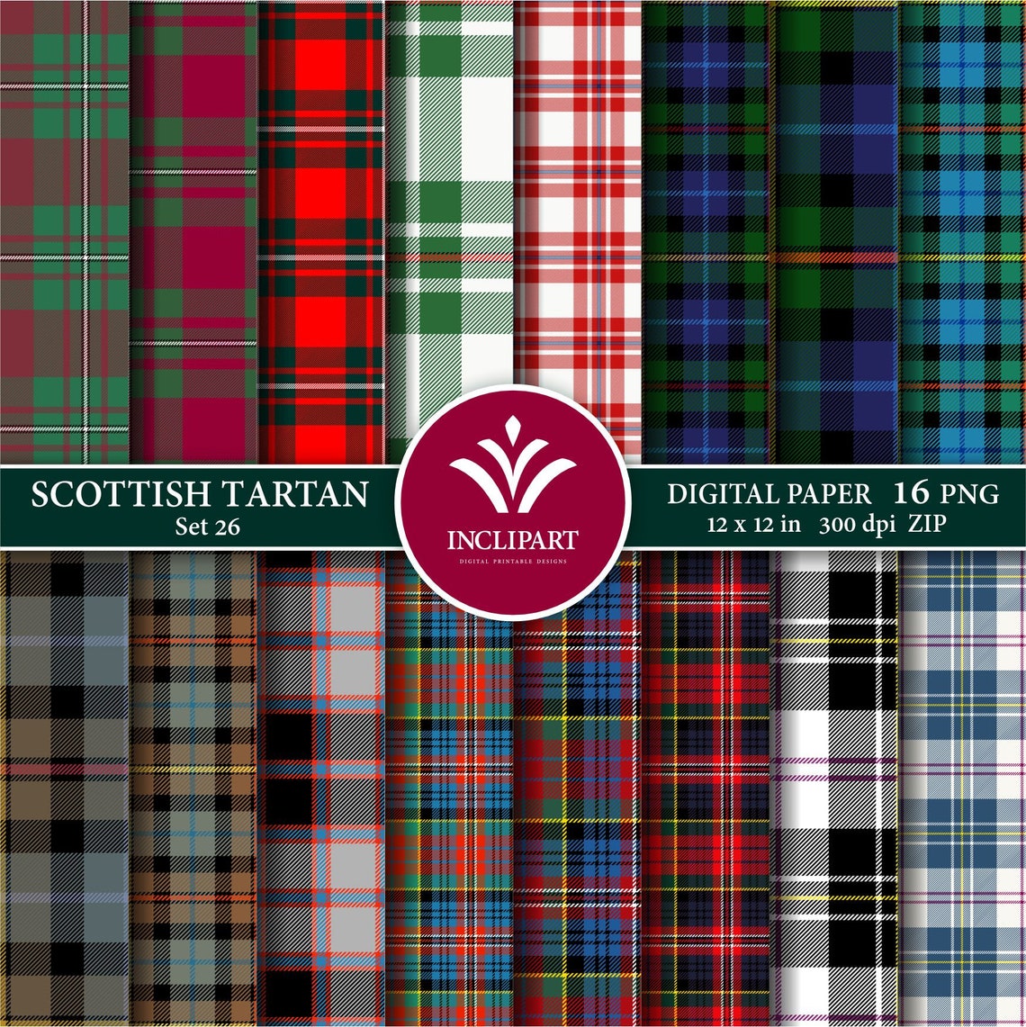Tartan Digital Paper Clipart PNG File Format. Macgregor, Smith ...
