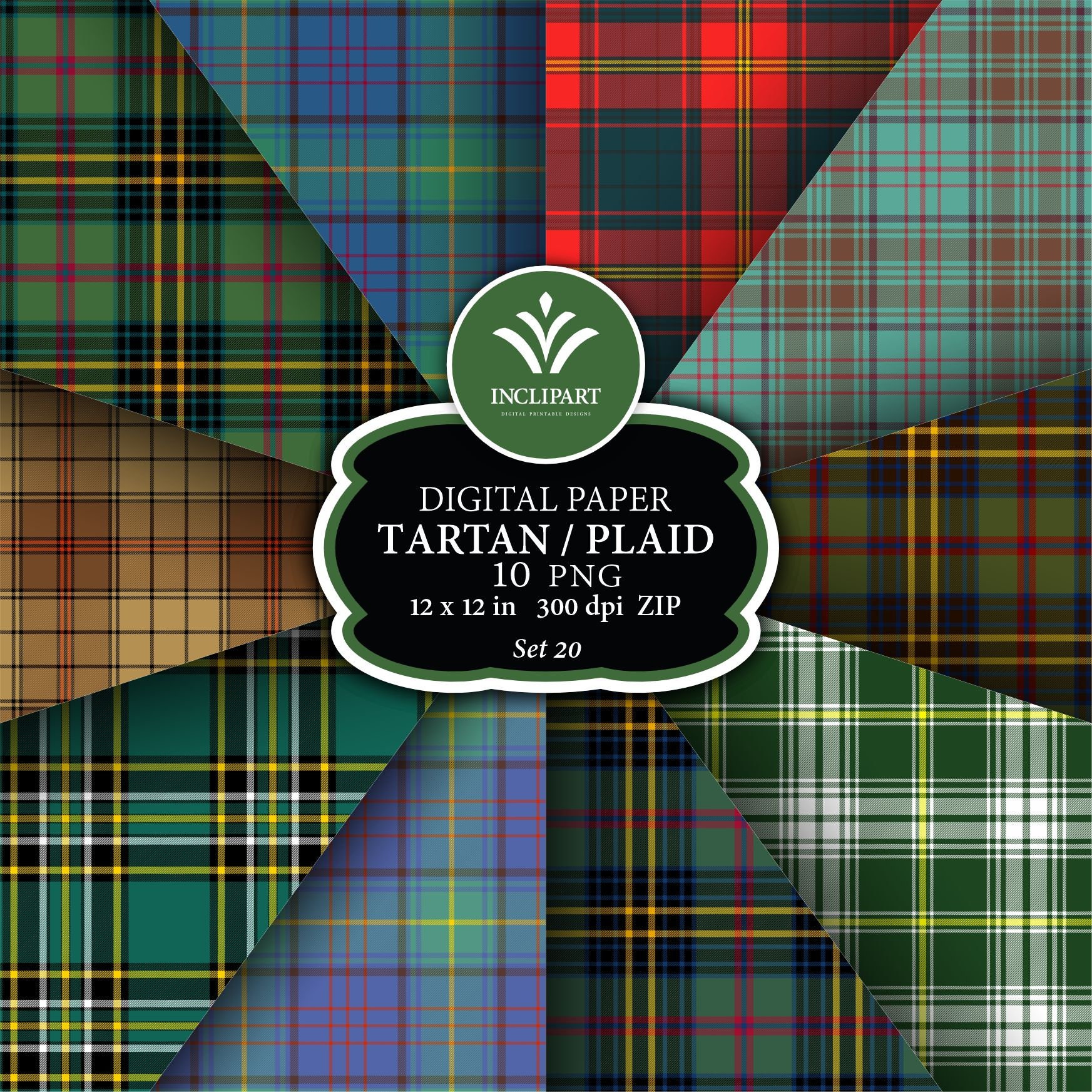Tartan Digital Paper Clipart PNG File Format. Irish Tartan - Etsy Australia