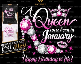 A Queen was born in January digital clipart PNG format. Birthday party clip art. Ladies party, high heel, crown clipart. Instant download.