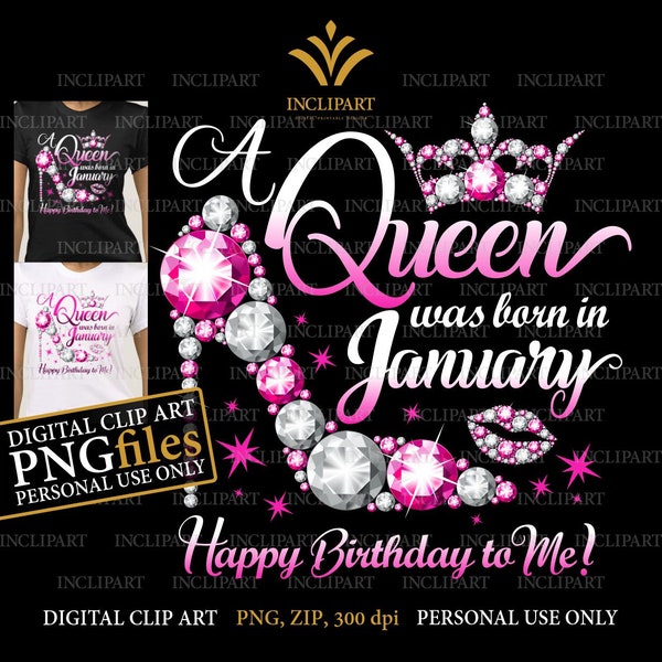 A Queen was born in January digital clipart PNG format. Birthday party clip art. Ladies party, high heel, crown clipart. Instant download.