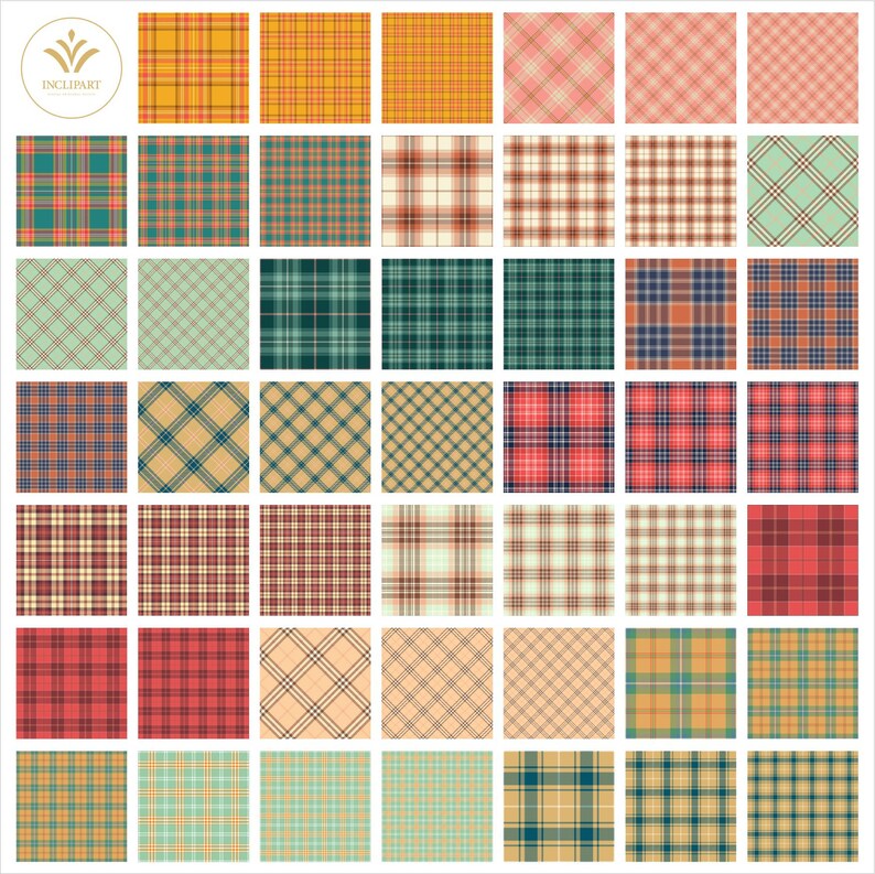 Retro Palette Tartan Digital Paper Clipart PNG Files. Scottish Plaid ...