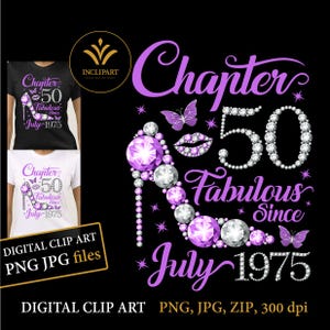 Kapitel 50 Fabelhaft seit Juli, August 1975 digitaler Download im Dateiformat PNG. 50. Geburtstag digitale Clipart. Damen BD, party DIY png jpg