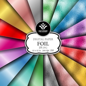 Folie Digital Paper Clipart. Satz von 18 JPG Metallic, Folie Hintergründe, Texturen in verschiedenen Farben. Druckbare. Sofortiger Download.