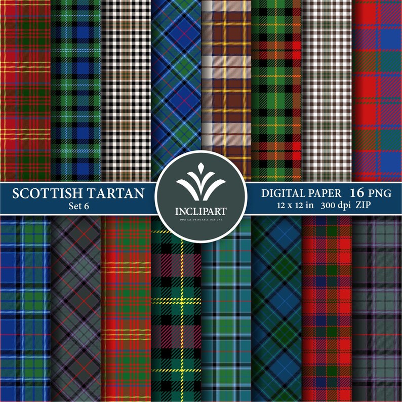 Tartan Digital Paper Clipart PNG Files. Seamless Background Digital ...