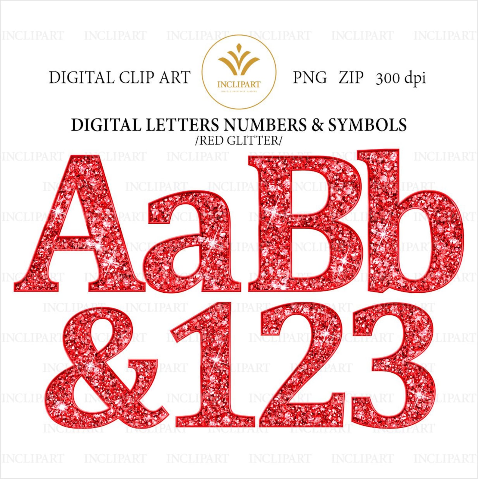 Red Glitter Alphabet Digital Clipart PNG File Format. Letters - Etsy