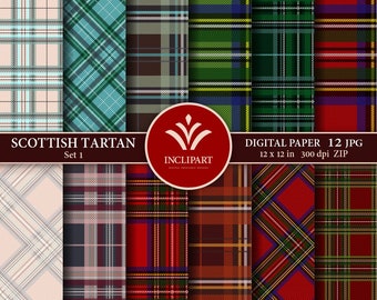 Tartan Digital Paper clipart. Seamless background digital paper. Scottish plaid, tartan clipart. Printable. Instant download. Commercial use