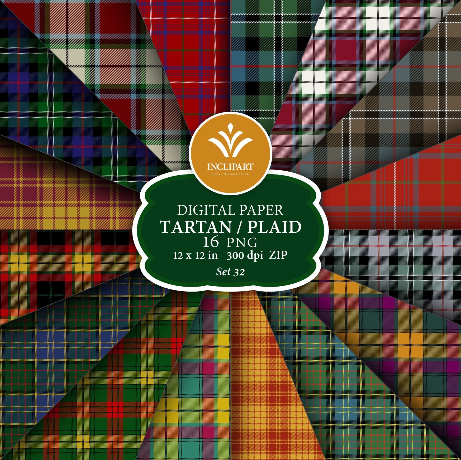 Tartan Digital Paper Clipart PNG File Format. Scottish Plaid, Tartan ...