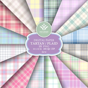 Couleurs pastelTartan Digital Paper clipart Fichiers PNG. Clipart à carreaux écossais. Papier numérique d’arrière-plan transparent. Imprimable. Téléchargement instantané