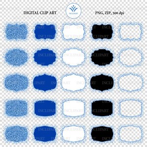 Blue Diamond Frames, Overlay Clipart. Digital Sparkle Rhinestone Frames ...