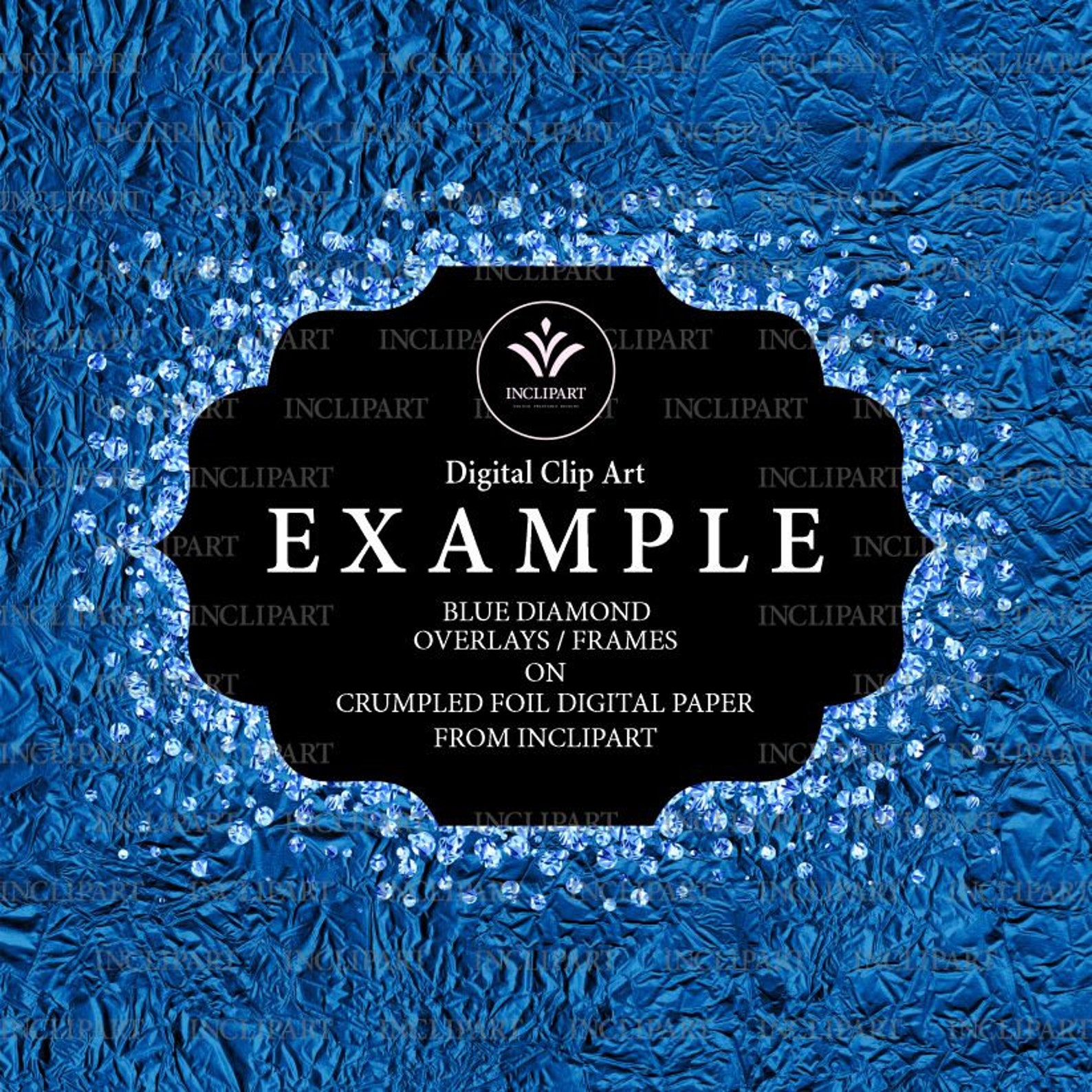 Blue Diamond Frames, Overlay Clipart. Digital Sparkle Rhinestone Frames ...