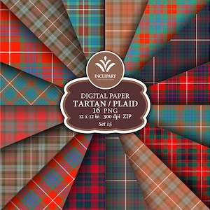 Xadrez escocês, tartan Fraser, vermelho, marrom, azul Arquivos PNG de papel digital. Papel digital de fundo sem costura. Imprimível. Download instantâneo.