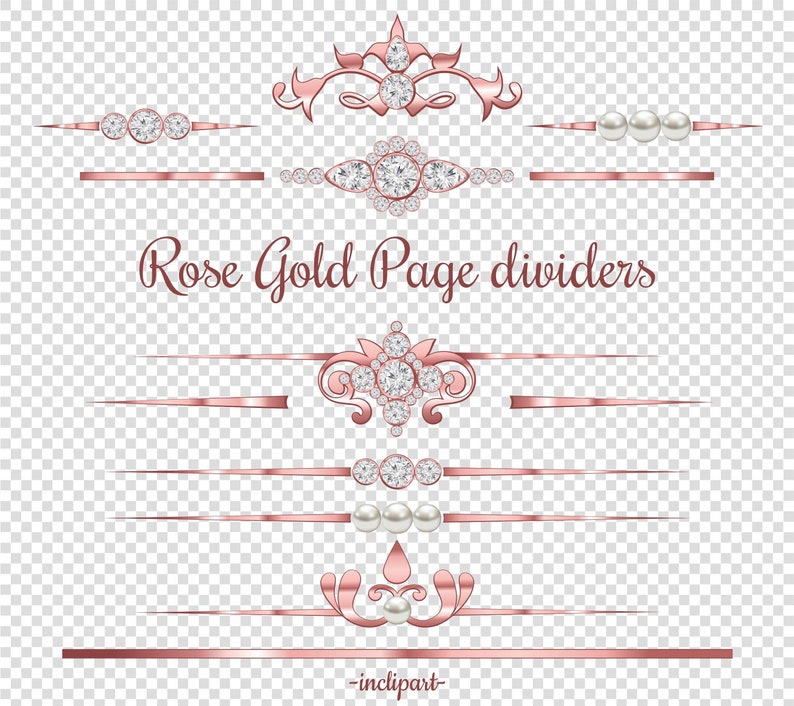 Rose Gold Corner Page Divider Clipart. Set of 15 decorative | Etsy