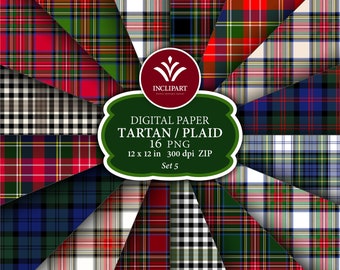 Tartan Digital Paper clipart. Scottish plaid, tartan clipart. Seamless background digital paper. Printable. Instant download. Commercial use