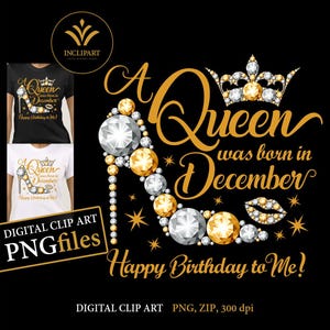 Een koningin werd geboren in december digitale clipart-png-indeling. Verjaardagsfeestje illustraties. Damesfeest, hoge hak, kroonclipart. Direct downloaden.