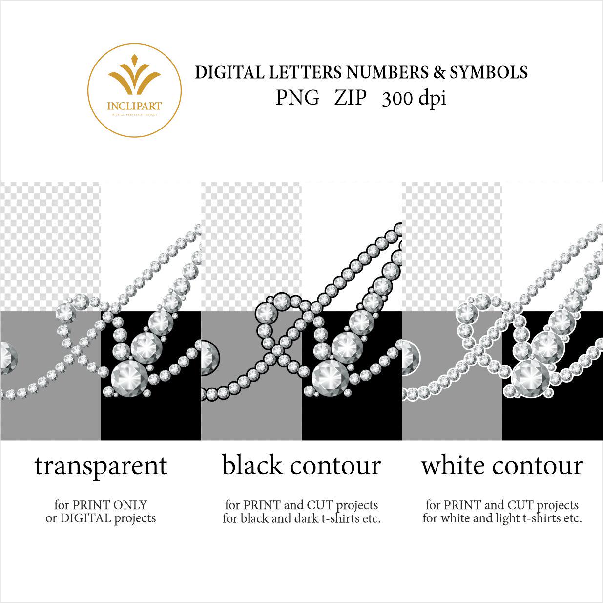 Diamond Script Numbers Diamond Alphabet Script. Digital Letters, Numbers, Symbols Clip Art PNG ...