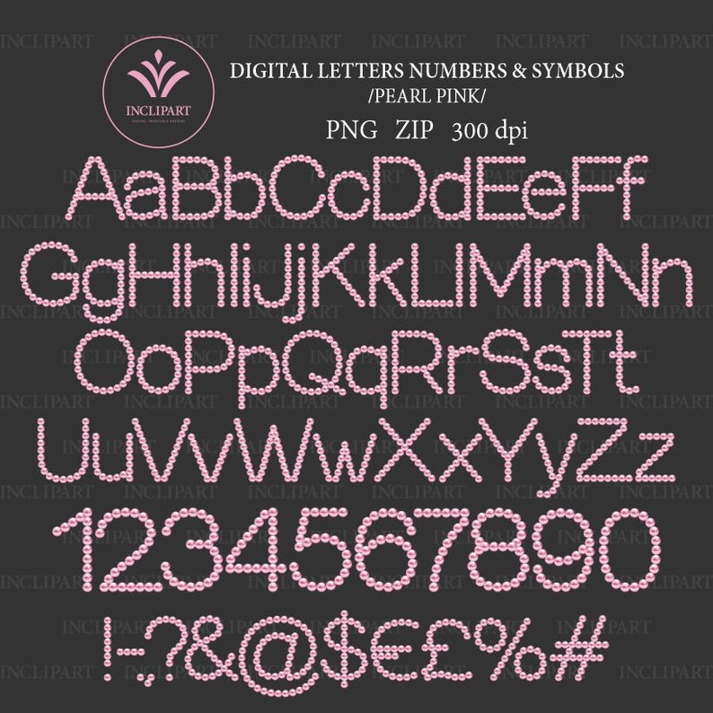 Pearl Letters and Numbers Digital Alphabet Clip Art in PNG File Format ...