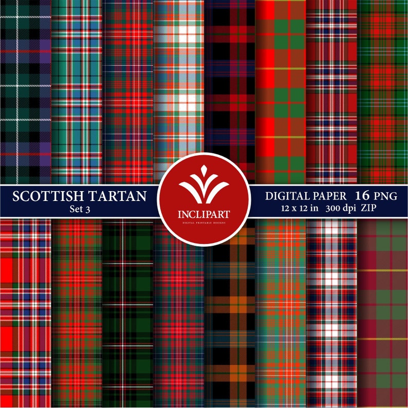 Scottish Plaid, Tartan Clipart PNG Files. Tartan Digital Paper ...