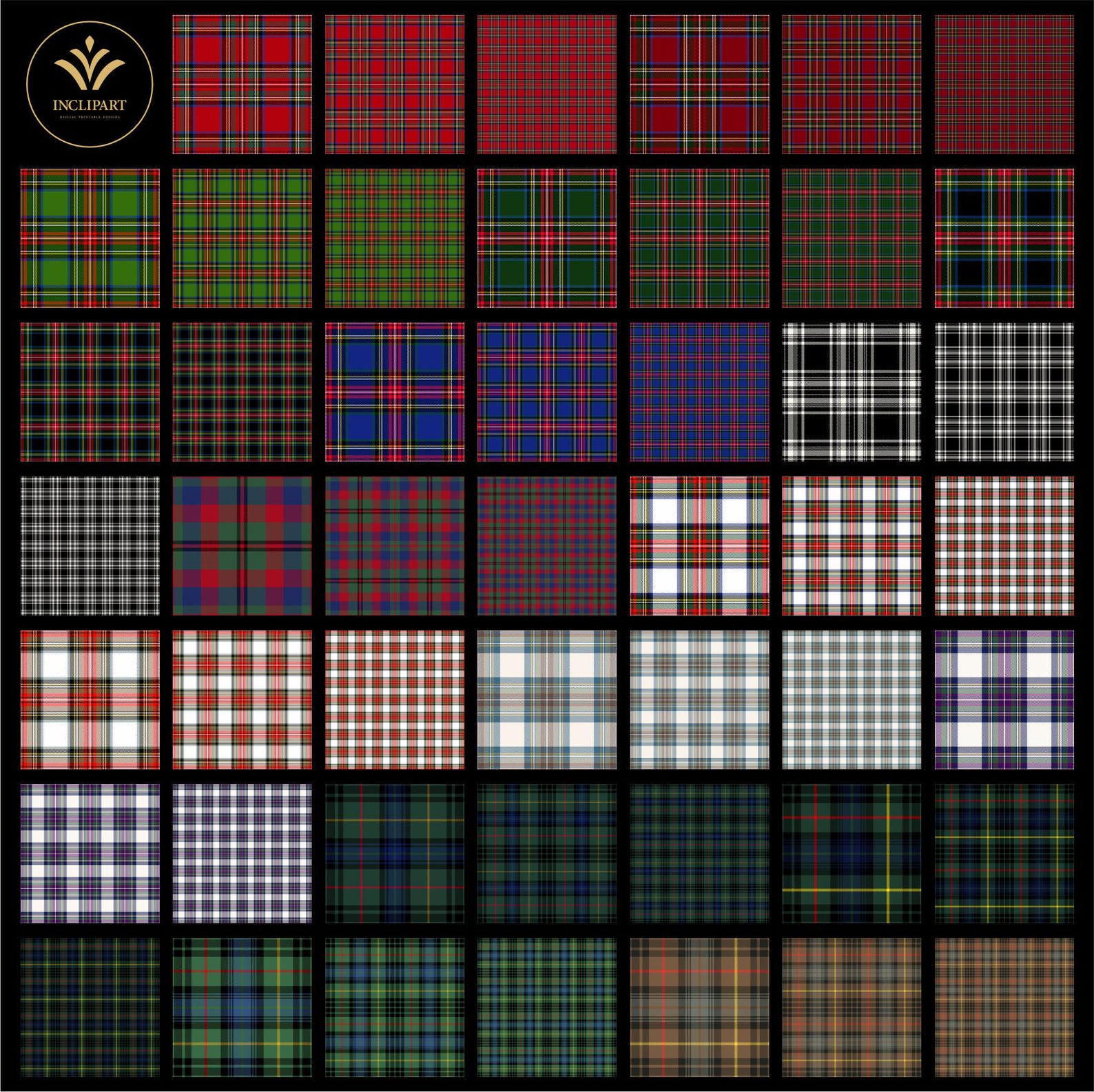 Tartan Digital Paper Clipart. Scottish Stewart Plaid, Tartan. Seamless ...